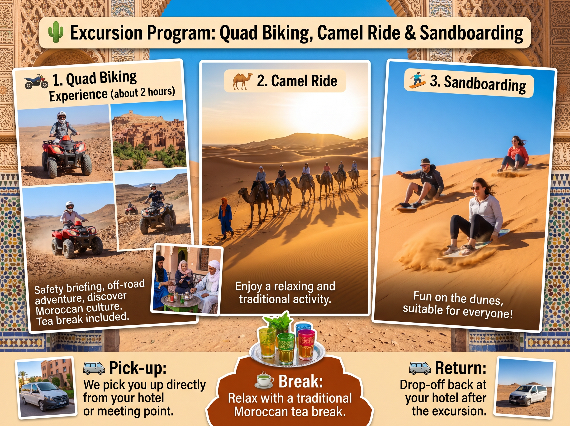 Quad Biking, Camel Ride & Sandboarding